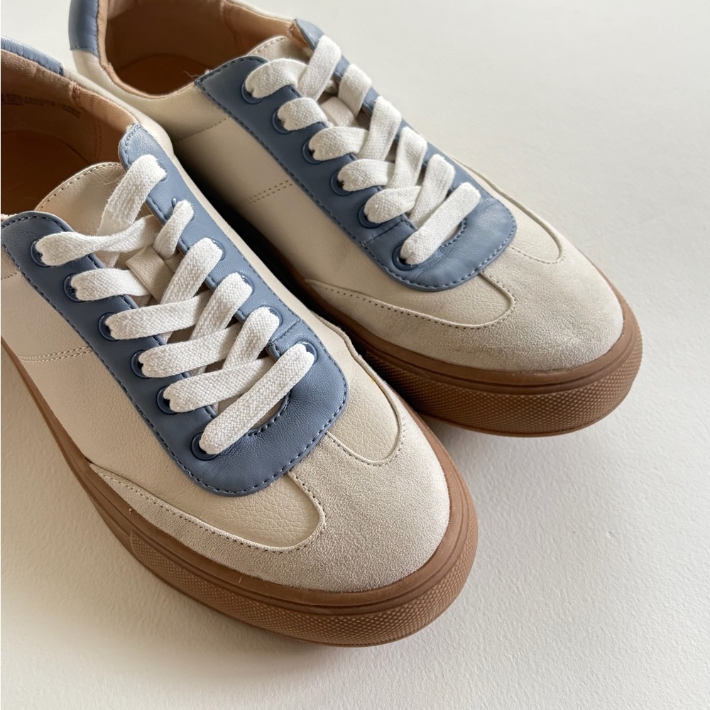 LOFT Cream Sneakers Varsity Lace-up Sneakers, Rainwashed Blue